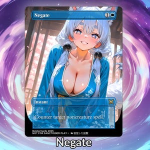 Tarjeta personalizada de Anime Waifu Proxy Negate TCG Foil, arte de anime maduro y magnífico para comandante EDH, regalo para él/ella