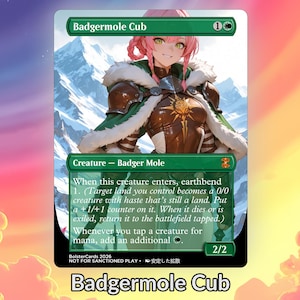 Badgermole Cub Anime Waifu Playtest Proxy Card : oeuvres d'art JCC personnalisées