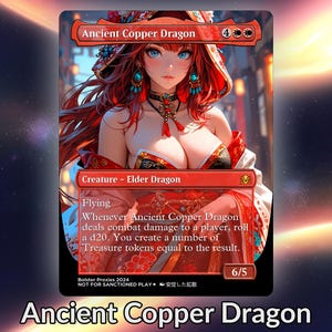 Ancient Copper Dragon Anime Waifu Playtest Proxy Card: Custom TCG Art