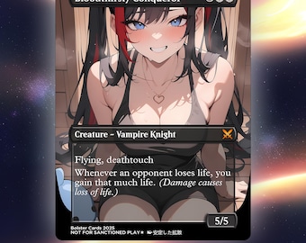 Bloodthirsty Conqueror Anime Waifu Playtest Proxy Card: Illustrazione TCG personalizzata