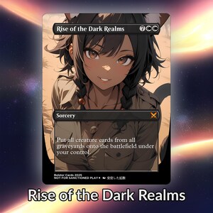 Cartão personalizado de proxy Waifu do anime Rise Of The Dark Realms, com estampa de alumínio/sem alumínio, arte de anime linda e madura para comandante EDH, presente para ele/ela