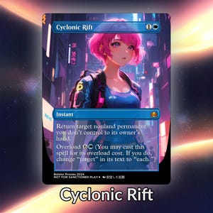 Tarjeta personalizada de anime Cyclonic Rift Waifu Proxy TCG con lámina/sin lámina, arte de anime maduro y magnífico para comandante EDH, regalo para él/ella