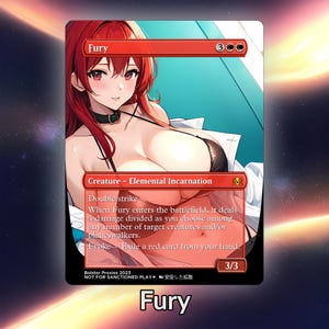 Tarjeta personalizada Fury Anime Waifu Proxy TCG con lámina/sin lámina, arte de anime maduro y magnífico para comandante EDH, regalo para él/ella