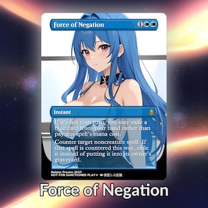 Tarjeta personalizada de Anime Force Of Negation Waifu Proxy TCG con lámina/sin lámina, arte de anime maduro y magnífico para comandante EDH, regalo para él/ella