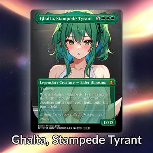 Ghalta, Stampede Tyrant Anime Waifu Proxy Tarjeta personalizada TCG Foil/NonFoil Arte de anime maduro Magnífico para EDH Commander Regalo para él/ella