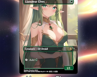 Llanowar Elves Anime Waifu Playtest Proxy Card: Custom TCG Art