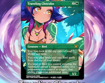 Traveling Chocobo Anime Waifu Playtest Proxy Card: Custom TCG Final Fantasy Art