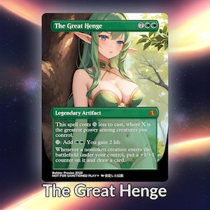The Great Henge Anime Waifu Proxy aangepaste kaart TCG folie/non-folie volwassen prachtige anime kunst voor EDH commandant cadeau voor hem/haar