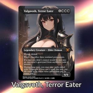 Valvagoth Terror Eater Anime Waifu proxy carte personnalisée TCG feuille/non feuille d'âge mûr art magnifique anime pour commandant EDH cadeau pour lui/elle