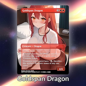 Goldspan Dragon Anime Waifu Proxy Custom Card Tcg Foil/NonFoil Reif Wunderschöne Anime Kunst für EDH Kommandant Geschenk für Sie / Ihn