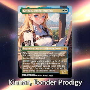 Kinnan, Bonder Prodigy Anime Waifu Proxy aangepaste kaart TCG-folie/non-folie volwassen prachtige anime-kunst voor EDH Commander Cadeau voor hem/haar