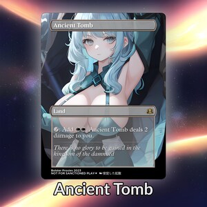 Cartão personalizado de proxy de waifu de anime de tumba antiga TCG com folha/sem folha, arte de anime linda e madura para comandante EDH, presente para ele/ela