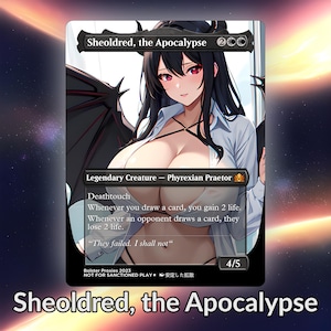 Sheoldred the Apocalypse Anime Waifu Proxy Custom Card Tcg Foil/NonFoil Wunderschöne Anime Kunst für EDH Kommandant Geschenk für Sie/Ihn