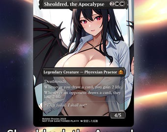 Sheoldred the Apocalypse Anime Waifu Proxy Custom Card Tcg Foil/NonFoil ausgereifte Anime-Kunst für EDH Kommandant Geschenk für Sie/Ihn