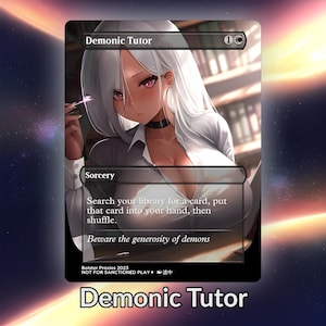 Cartão personalizado de proxy de anime Waifu de tutor demoníaco TCG com folha/sem folha, arte de anime linda e madura para comandante EDH, presente para ele/ela