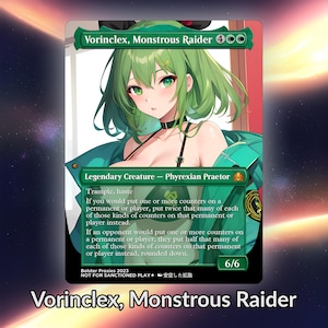 Tarjeta personalizada Vorinclex Monstrous Raider Anime Waifu Proxy TCG Foil/NonFoil, arte de anime maduro y magnífico para comandante EDH, regalo para él/ella
