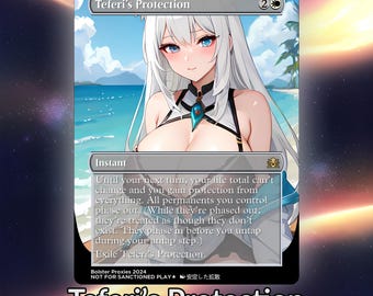 Teferi's Protection Anime Waifu Playtest Proxy Card: Custom TCG Art