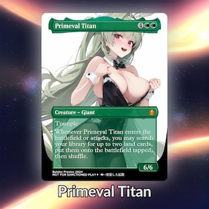 Cartão personalizado de proxy Waifu de anime Titan Primeval TCG com folha/sem folha, arte de anime linda e madura para comandante EDH, presente para ele/ela