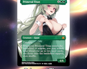 Primeval Titan Anime Waifu Playtest Proxy Card: Custom TCG Art