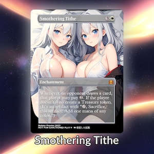 Cartão personalizado de proxy Waifu de anime sufocante Tithe, TCG, folha/sem folha, arte de anime linda e madura para comandante EDH, presente para ele/ela