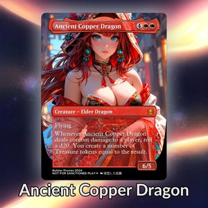 Antiker Kupfer-Drache Anime Waifu Proxy Kundenspezifische Karte Tcg Foil/NonFoil Reif Wunderschöne Anime Kunst für EDH Kommandant Geschenk für Sie / Ihn