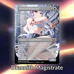 Tarjeta personalizada de Anime Drannith Magistrate Waifu Proxy TCG con lámina/sin lámina, arte de anime maduro y magnífico para comandante EDH, regalo para él/ella