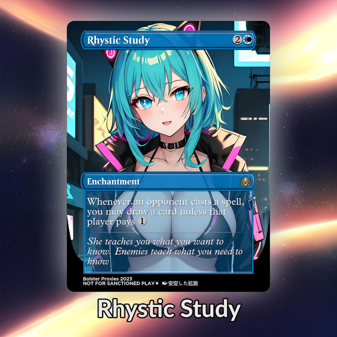 Rhystic Study Anime Waifu Playtest Proxy Card: Custom TCG Art - Etsy