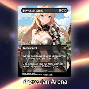 Phyrexian Arena Anime Waifu Proxy Custom Card Tcg Foil/NonFoil Wunderschöne Anime Kunst für EDH Kommandant Geschenk für Sie/Ihn