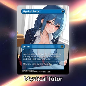 Cartão personalizado de proxy de waifu de anime Mystical Tutor TCG com folha/sem folha, arte de anime linda e madura para comandante EDH, presente para ele/ela