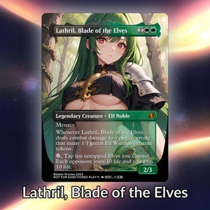 Lathril Blade of Elves Anime Waifu Proxy aangepaste kaart TCG folie/non-folie volwassen prachtige anime kunst voor EDH commandant cadeau voor hem/haar
