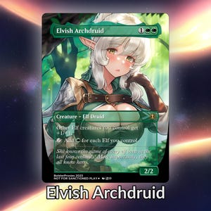 Cartão personalizado de proxy Waifu de anime arquidruida élfico TCG com folha/sem folha, arte de anime linda e madura para comandante EDH, presente para ele/ela