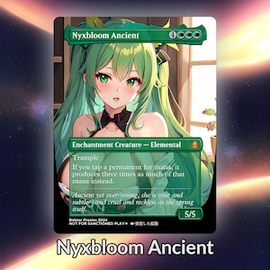 Nyxbloom Carta personalizada de proxy de waifu de anime antigo TCG, folha/sem folha, arte de anime linda e madura para comandante EDH, presente para ele/ela