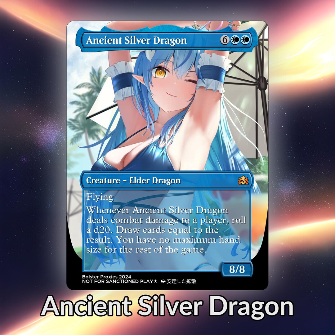 Ancient Silver Dragon Anime Waifu Playtest Proxy Card: Custom TCG Art ...