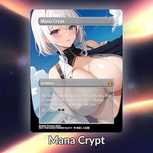 Carta personalizada de proxy Waifu de anime Mana Crypt, com estampa de alumínio/sem alumínio, linda arte de anime madura para comandante EDH, presente para ele/ela