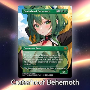 Tarjeta personalizada de Anime Waifu Proxy de Craterhoof Behemoth TCG con lámina/sin lámina, arte de anime maduro y magnífico para comandante EDH, regalo para él/ella
