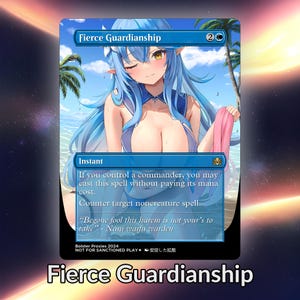 Tarjeta personalizada de Anime Waifu Proxy de Fierce Guardianship TCG con lámina/sin lámina, arte de anime maduro y magnífico para comandante EDH, regalo para él/ella