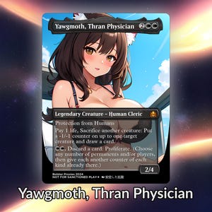 Yaugzebul, médecin thran, carte personnalisée proxy Waifu, feuille TCG, art de l'anime mature et magnifique pour le commandant EDH, cadeau pour lui/elle