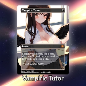 Tarjeta personalizada de Anime Waifu Proxy de Tutor Vampírico TCG con lámina/sin lámina, arte de anime maduro y magnífico para comandante EDH, regalo para él/ella