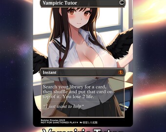 Vampiric Tutor Anime Waifu Proxy Custom Card Tcg Foil/NonFoil Reif Anime Art für EDH Kommandant Geschenk für Sie/Ihn
