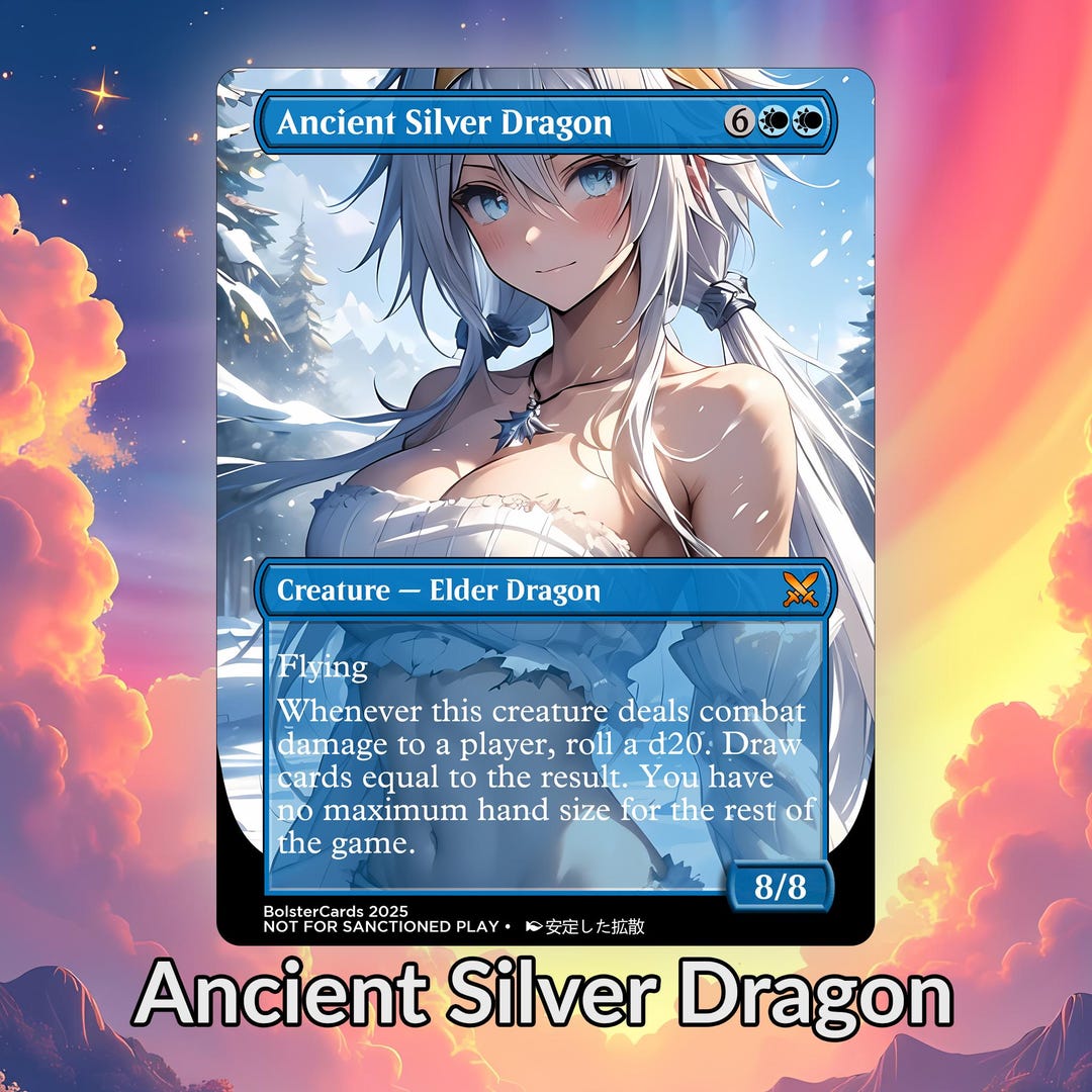 Ancient Silver Dragon Anime Waifu Playtest Proxy Card: Custom TCG Art ...