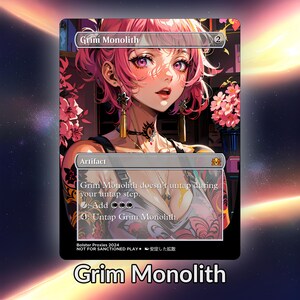 Tarjeta personalizada de Anime Waifu Proxy Grim Monolith TCG con lámina/sin lámina, arte de anime maduro y magnífico para comandante EDH, regalo para él/ella