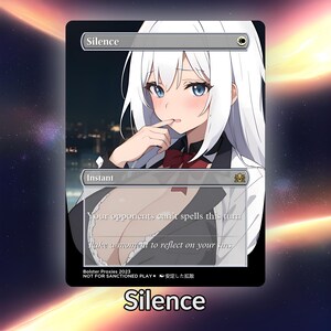 Cartão personalizado de proxy de waifu de anime silencioso TCG com folha/sem folha, arte de anime linda e madura para comandante EDH, presente para ele/ela