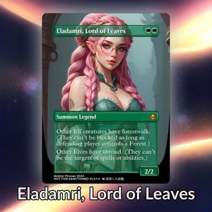 Eladamri, Senhor das Folhas Anime Waifu Proxy Cartão Personalizado TCG Foil/NonFoil Arte de Anime Linda e Madura para Comandante EDH Presente para Ele/Ela