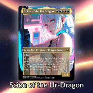 Cartão personalizado de proxy Waifu de anime Scion of the Ur-Dragon, com estampa de alumínio/sem alumínio, arte de anime linda e madura para comandante EDH, presente para ele/ela
