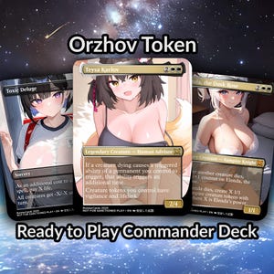 Mazo de comandante tribal estilo Waifu de Orzhov Token Anime, edición especial, arte de mazo proxy personalizado para tarjetas EDH de alta calidad, 108 tarjetas