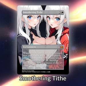 Cartão personalizado de proxy Waifu de anime vermelho sufocante TCG com folha/sem folha, arte de anime linda e madura para comandante EDH, presente para ele/ela
