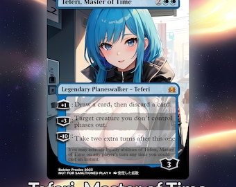 Teferi, Master of Time Anime Waifu Playtest Proxy Card: Custom TCG Art