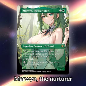 Tarjeta personalizada de Anime Waifu Proxy de Marwyn the Nurturer TCG con lámina/sin lámina, arte de anime maduro y magnífico para comandante EDH, regalo para él/ella