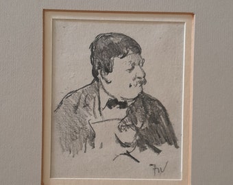 Josef Wenglein (1845 -1919), original drawing in pencil, signed and monogrammed lower right