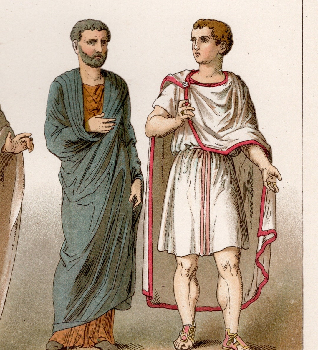 Römer antike Tracht Bekleidung Tunika original farbige Chromo ...